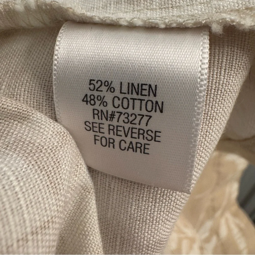 Croft & Barrow Beige Floral Linen and Cotton Blend Jacket